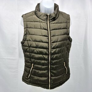 NWOT Special One Premium Collection Olive Green Puffer Vest Jacket For Women M